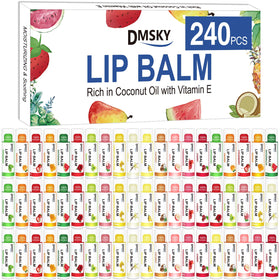 DMSKY Lip Balm 240-pack with 12 flavors for bulk gifting and daily moisture