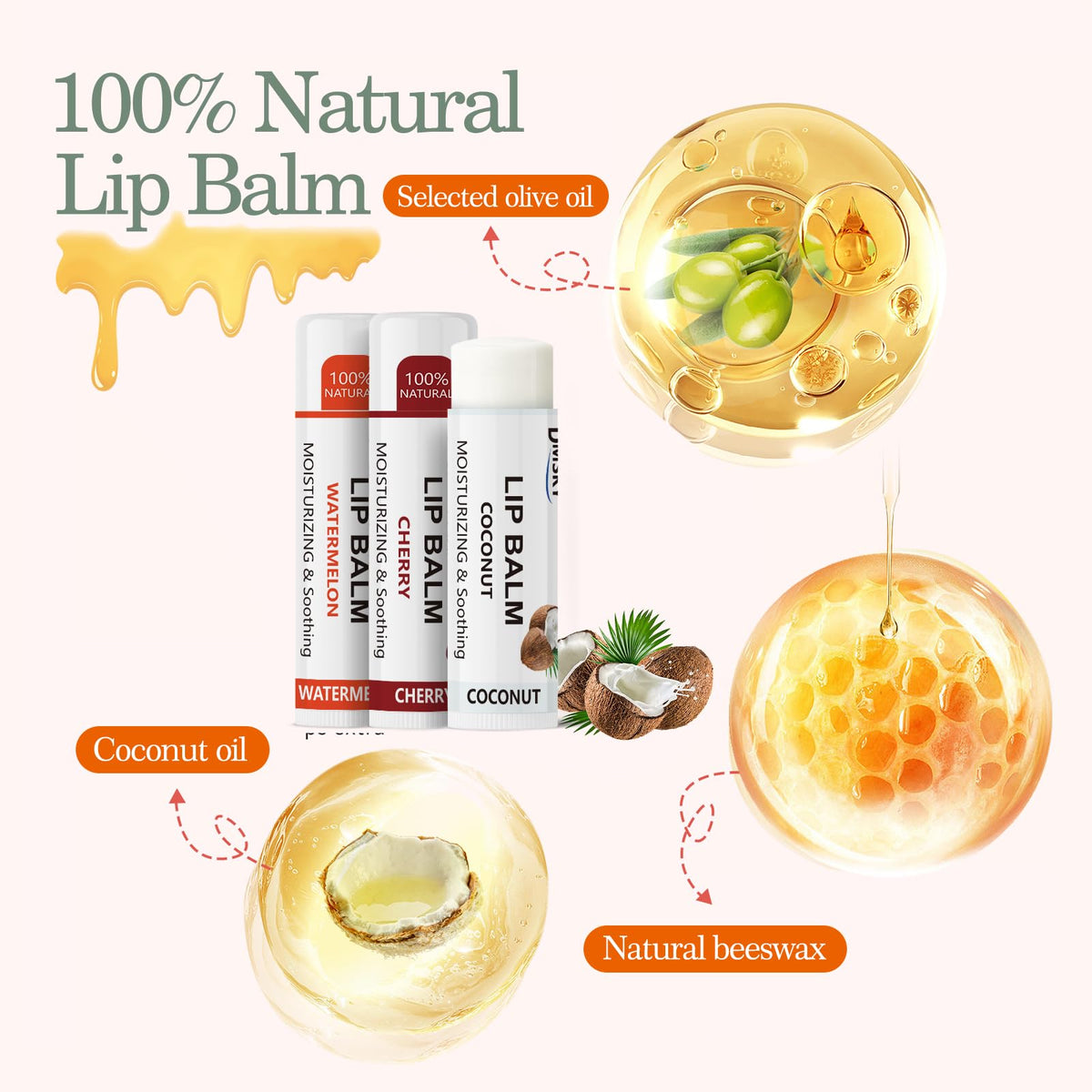 Dmsky lip balm bulk pack orange flavor brightens lips while hydrating.