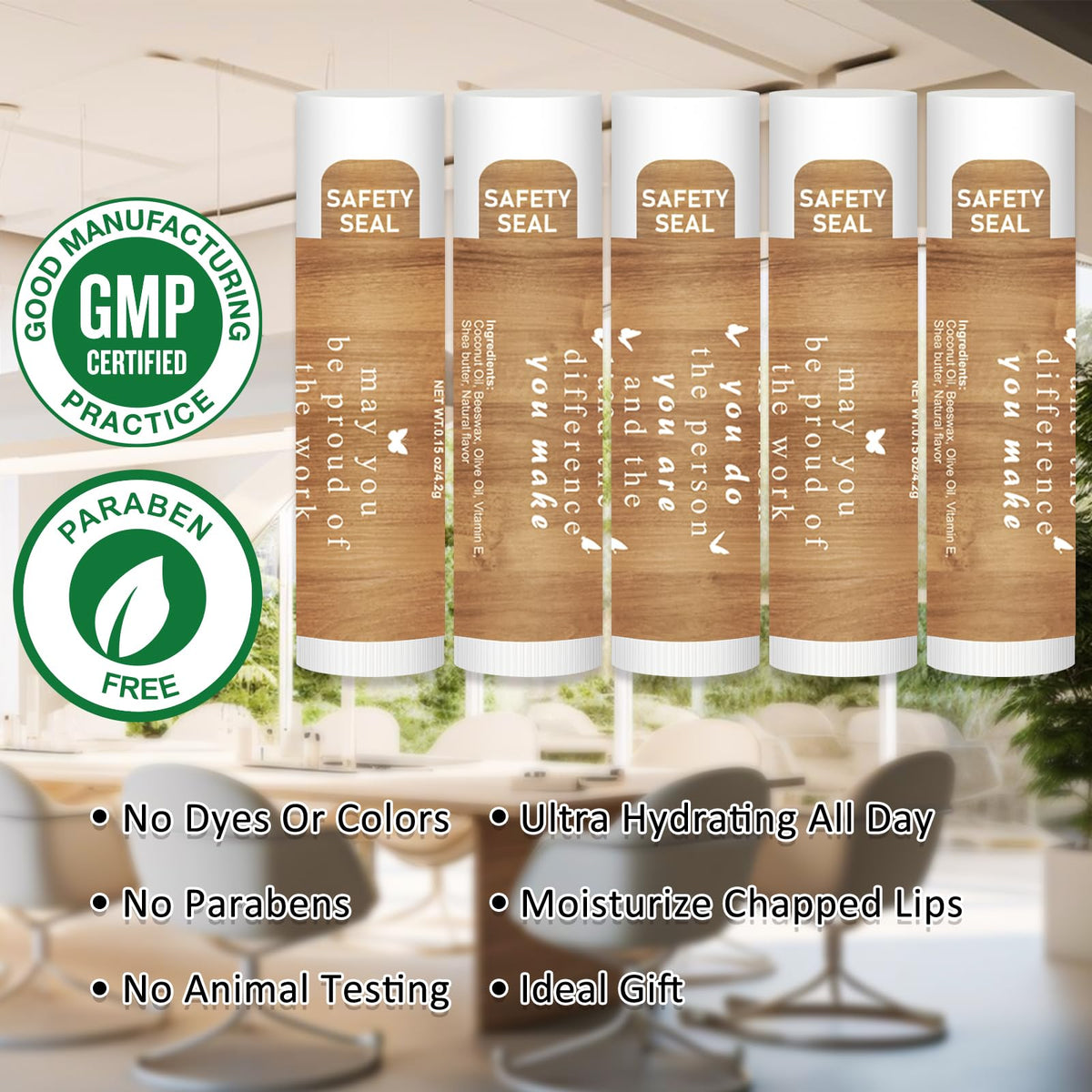 DMSKY natural beeswax coconut oil lip balm with vitamin E.
