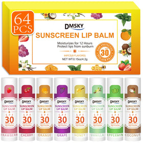 Dmsky SPF 30 lip balm with clear finish for all skin tones.
