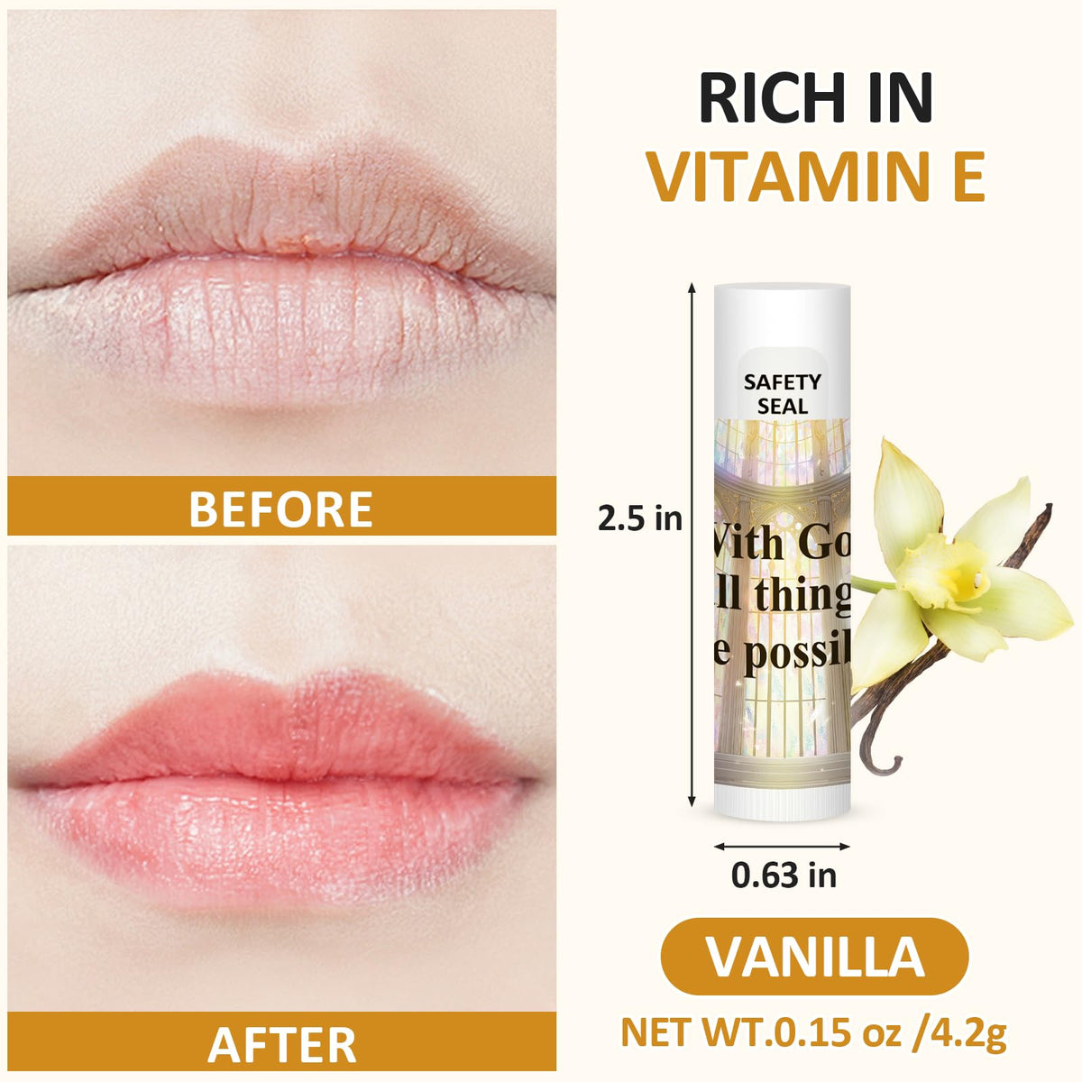 DMSKY vanilla scented lip balm suitable for all ages