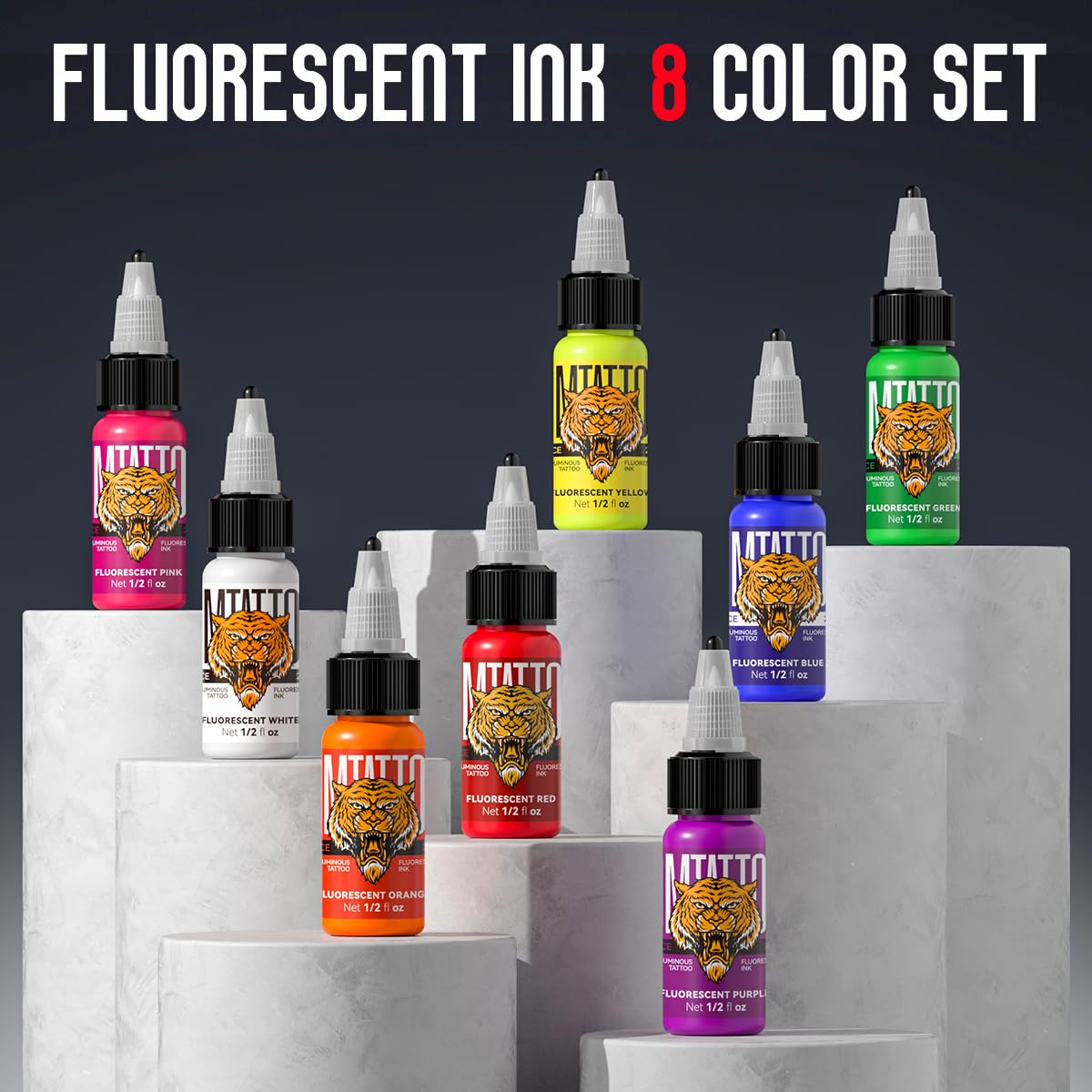DMTATTOO fluorescent ink purple bottle vibrant under blacklight for party designs