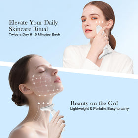 Dmtdnid compact device fits in a makeup bag for travel skincare.