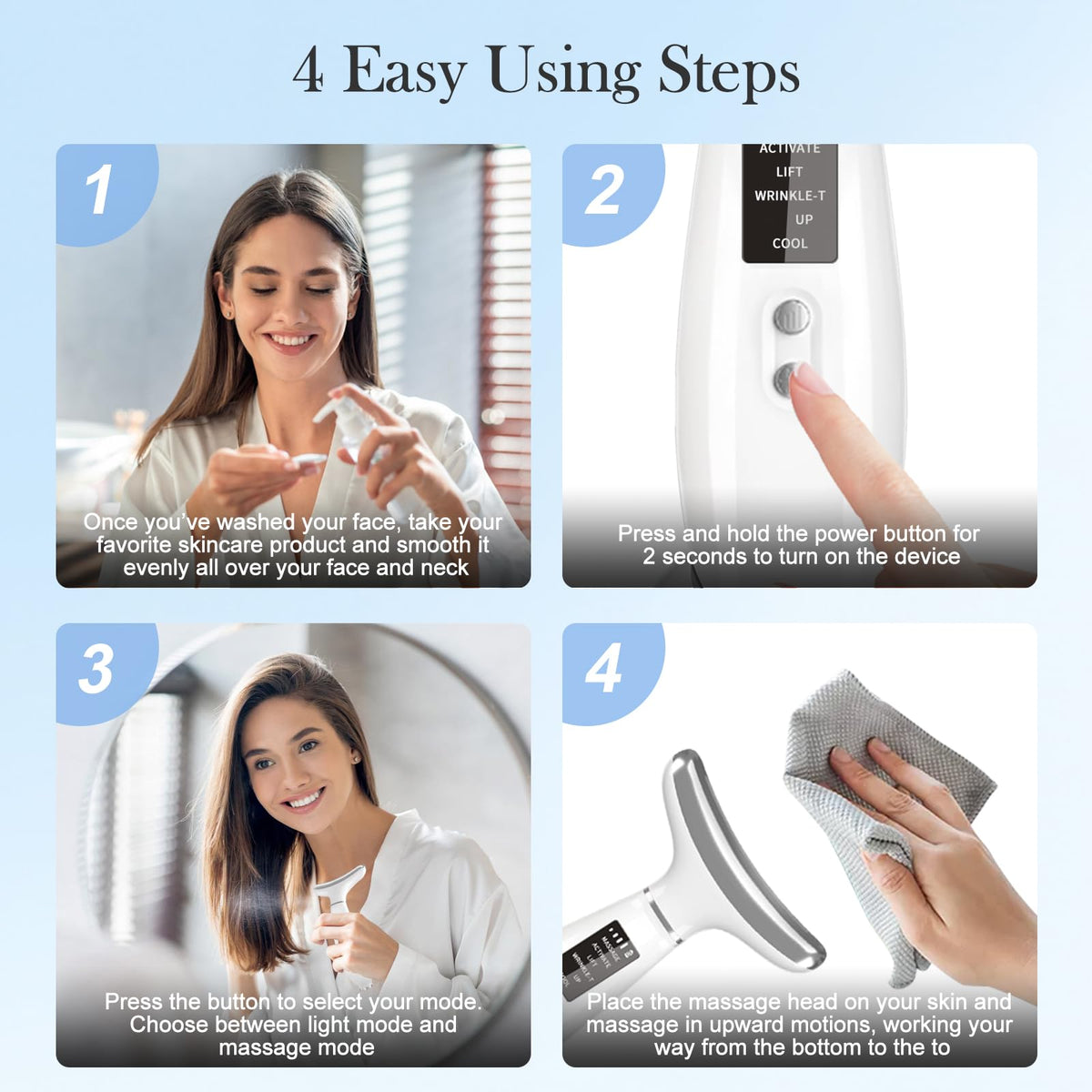 Dmtdnid dolphin-tail ergonomic design contours toward facial curves for better contact.