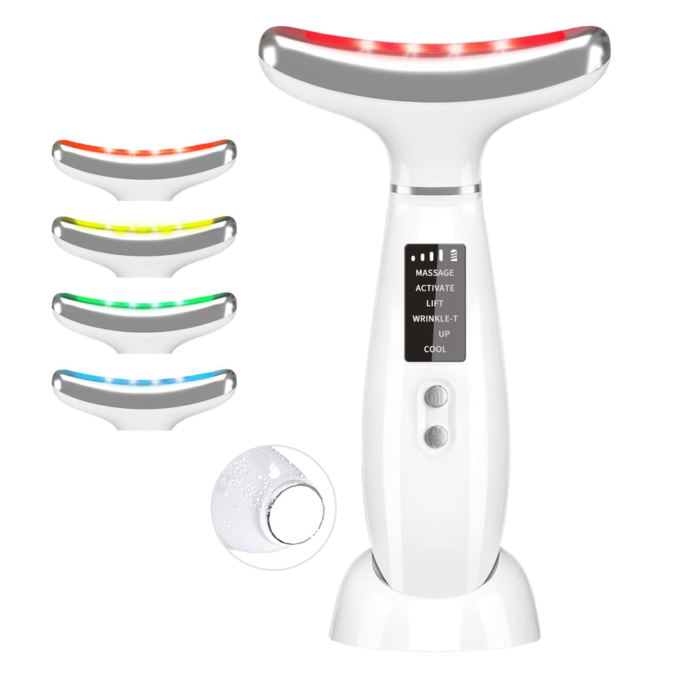 Dmtdnid red light therapy device for face and neck with soothing heat and massage.