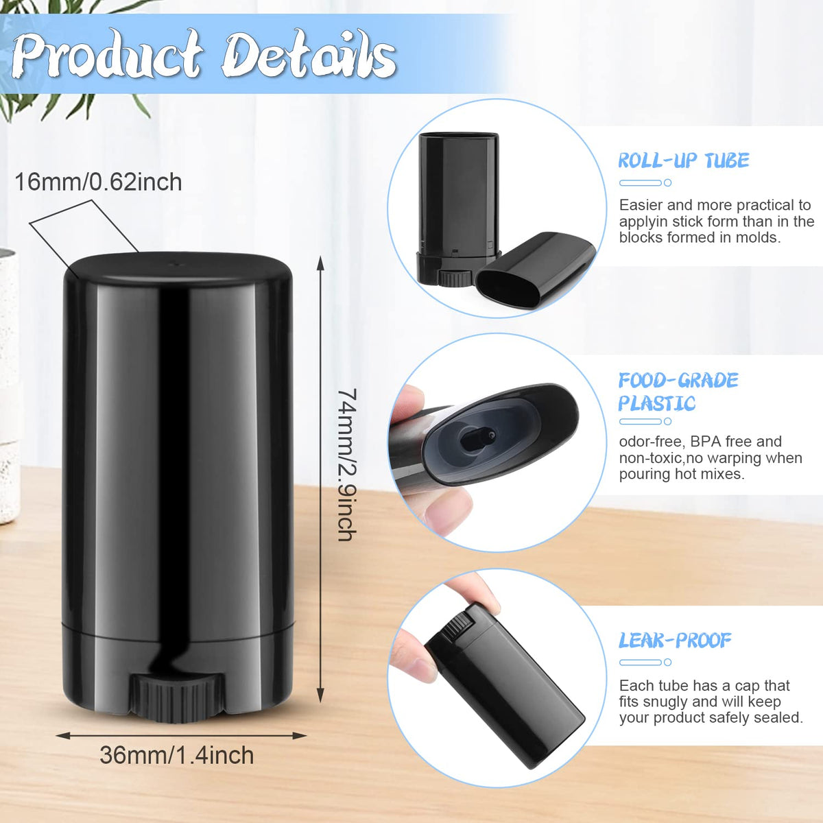 DMuuuDM compact 15ml deodorant tubes close-up, ideal for pocket-size travel sizes.
