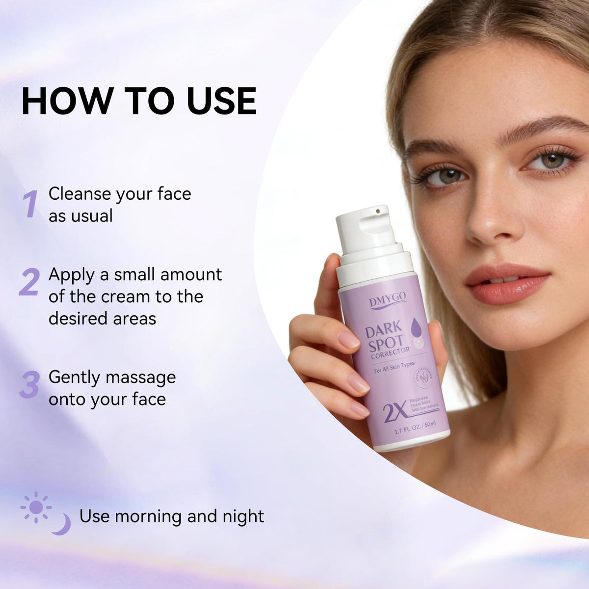 DMYGO before and after shows more even skin tone over time.