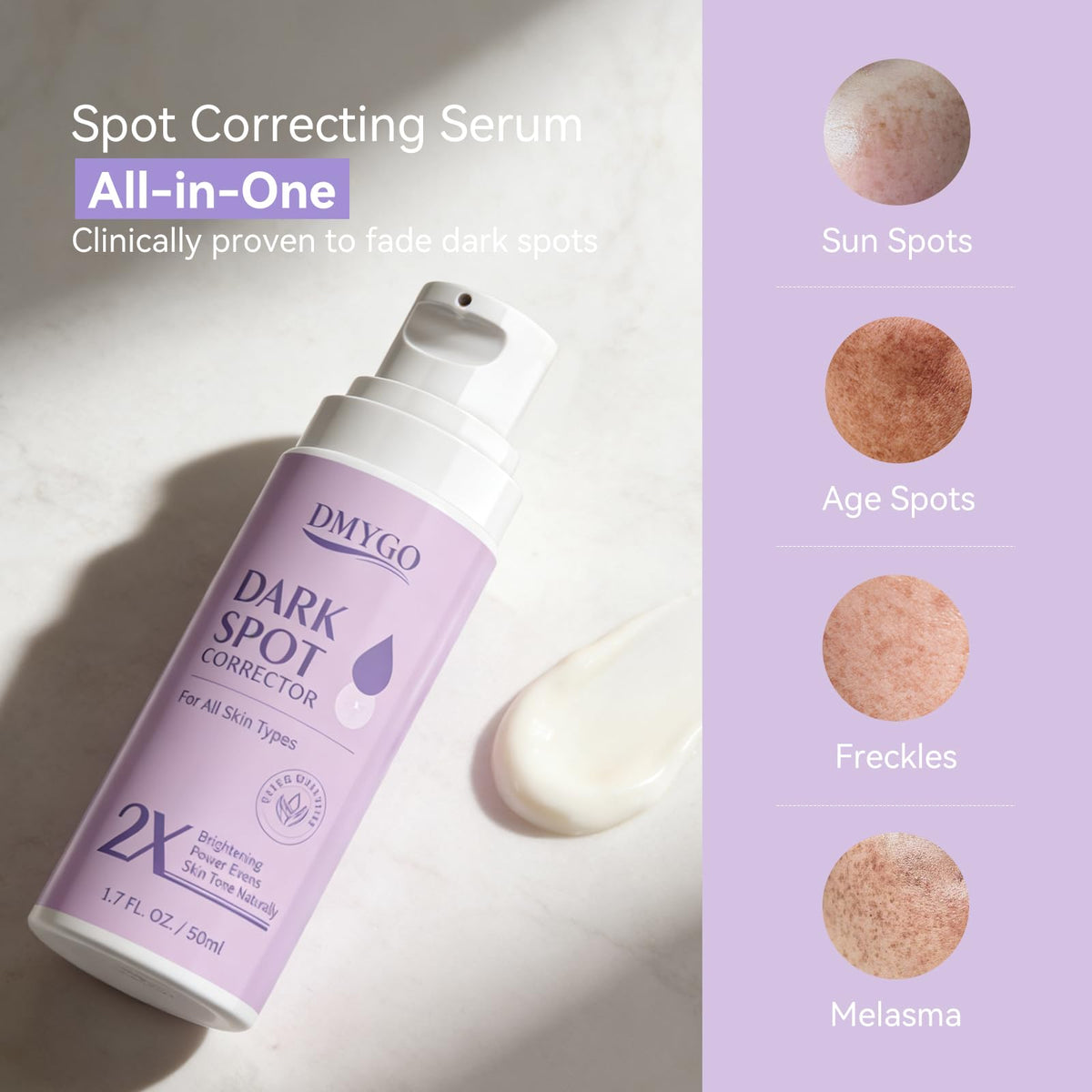 DMYGO morning routine with serum and SPF for daytime protection.