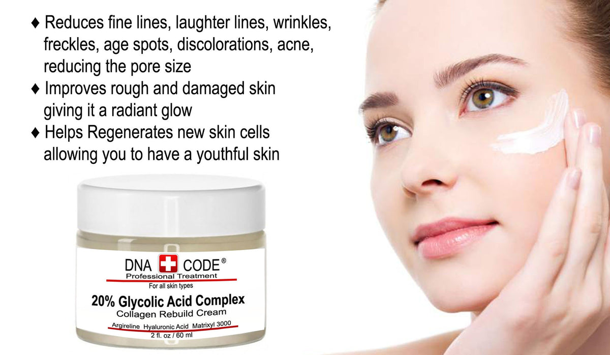 DNA Code Anti-Aging Glycolic Complex cream jar hydration and smoothness