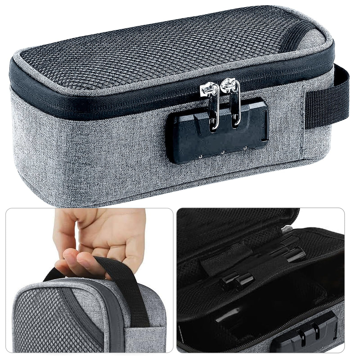 DNGGRINDER bag organized for cosmetics, medicines, and files.