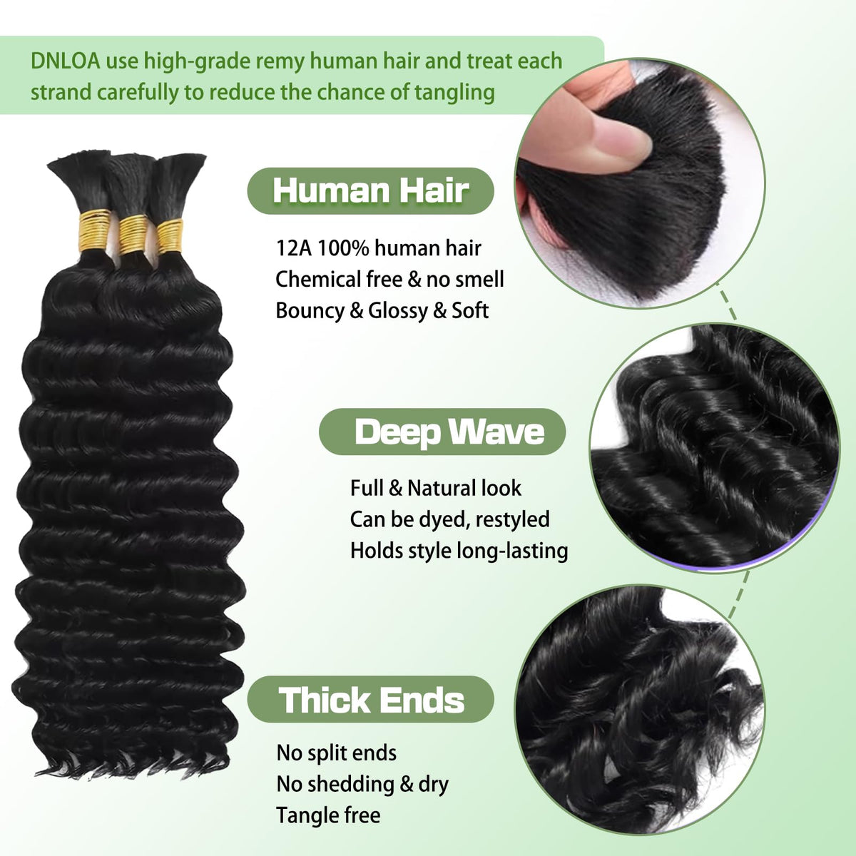 DNLOA lightweight bulk hair designed for all-day comfort.