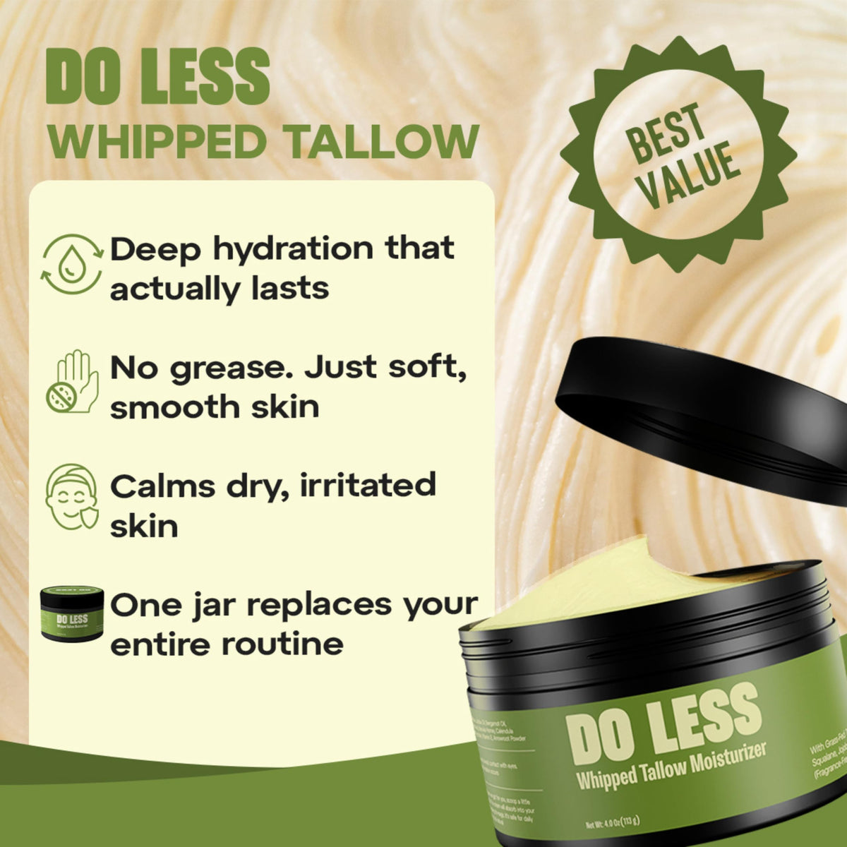 Do Less deep hydration application showing rich moisture in use