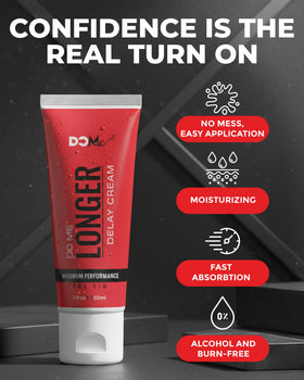 Close-up of Do Me Delay Cream texture showing non-sticky formula.