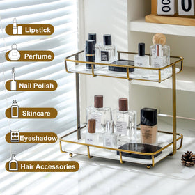 Dobbyby perfume organizer on dresser, showcase fragrances neatly.