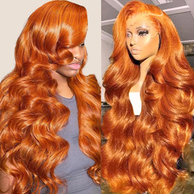 Dochuman Ginger Wig 13x6 front view with natural lace front for seamless wear