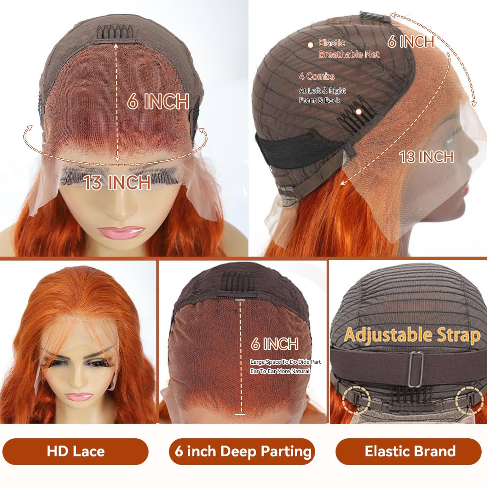 Dochuman Ginger Wig with pre-plucked hairline for easy styling