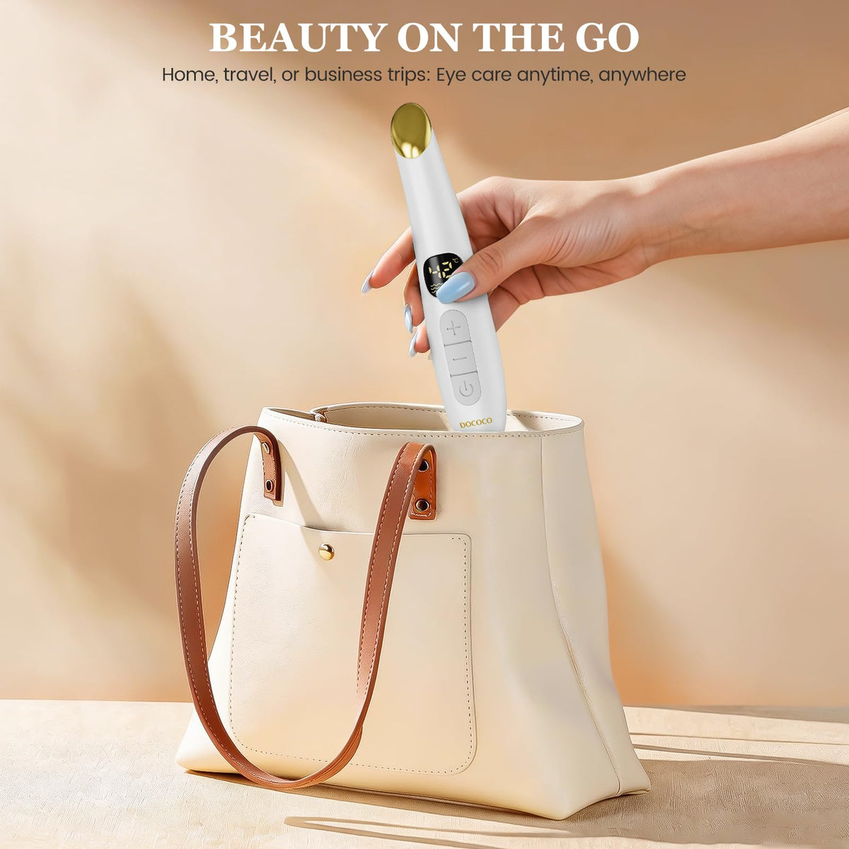 Dococo ergonomic zinc alloy head highlighted for precise eye contour fit.