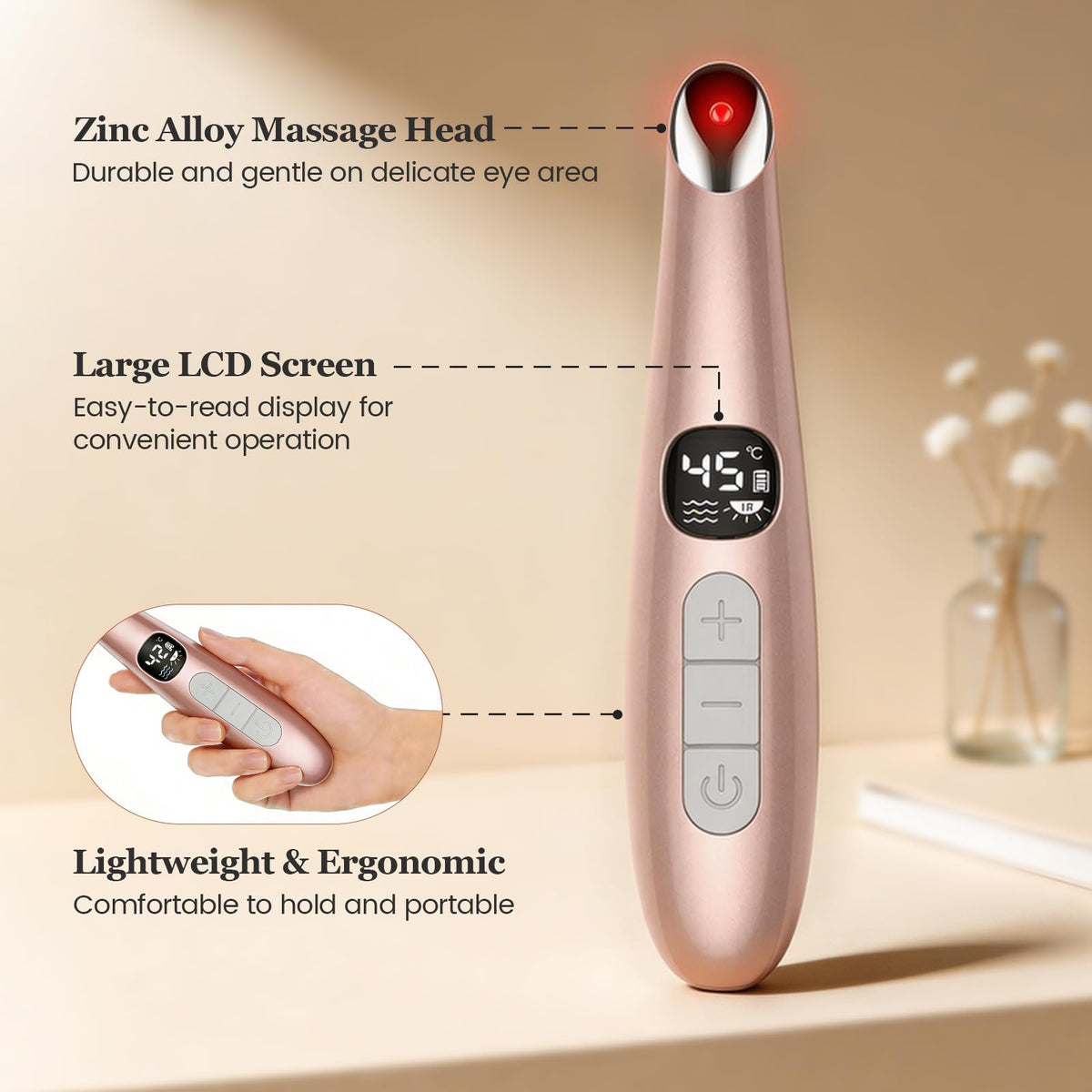 DOCOCO Eye Lift Wand USB recharge port enables convenient charging.