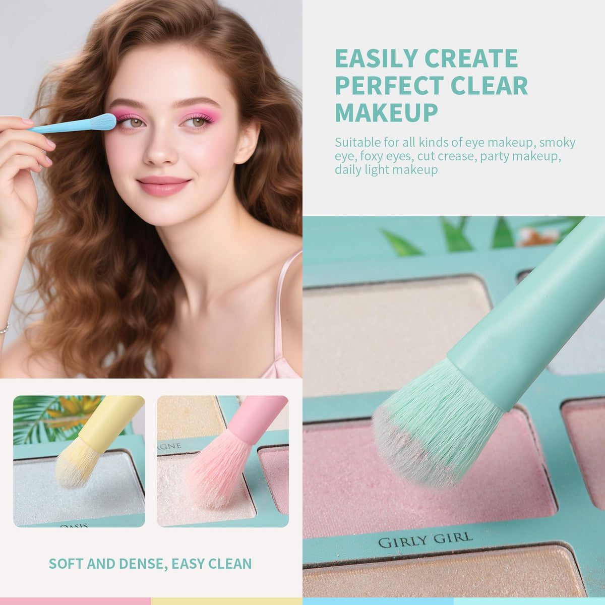 Docolor eyeshadow brush with multicolor handle for precise eye makeup.