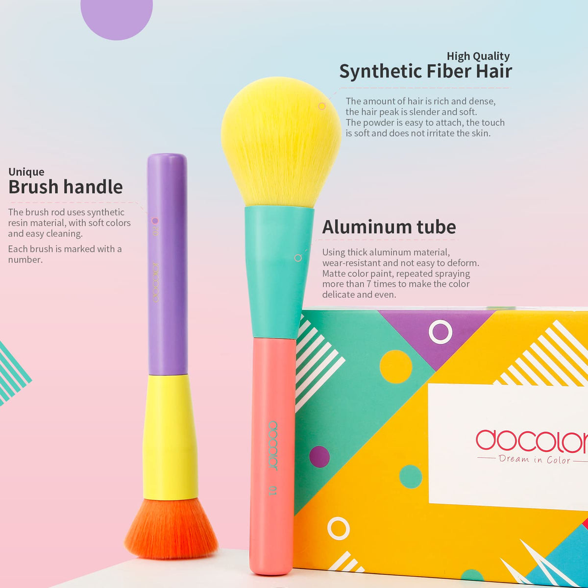 Docolor eyeshadow brushes kit for precise lids, creases, and smudges.