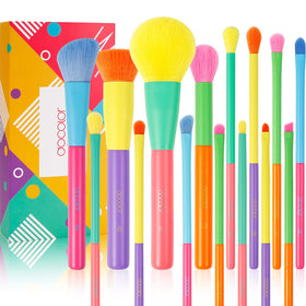 Docolor 15-piece makeup brush set in vibrant colors for versatile everyday looks.