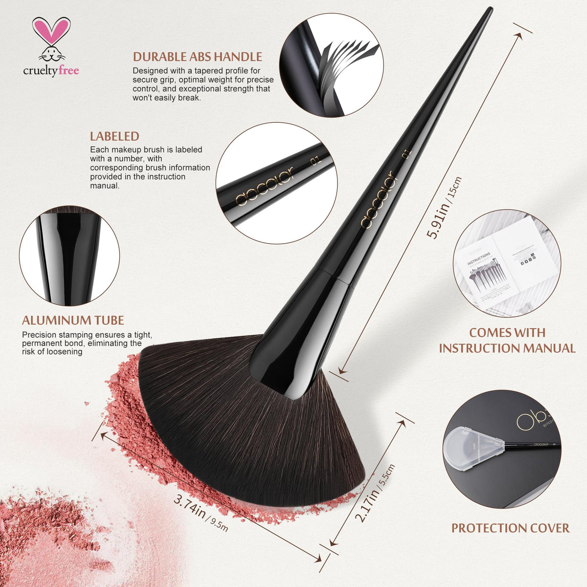 Docolor Obsidian kabuki brush ideal for powder and blush