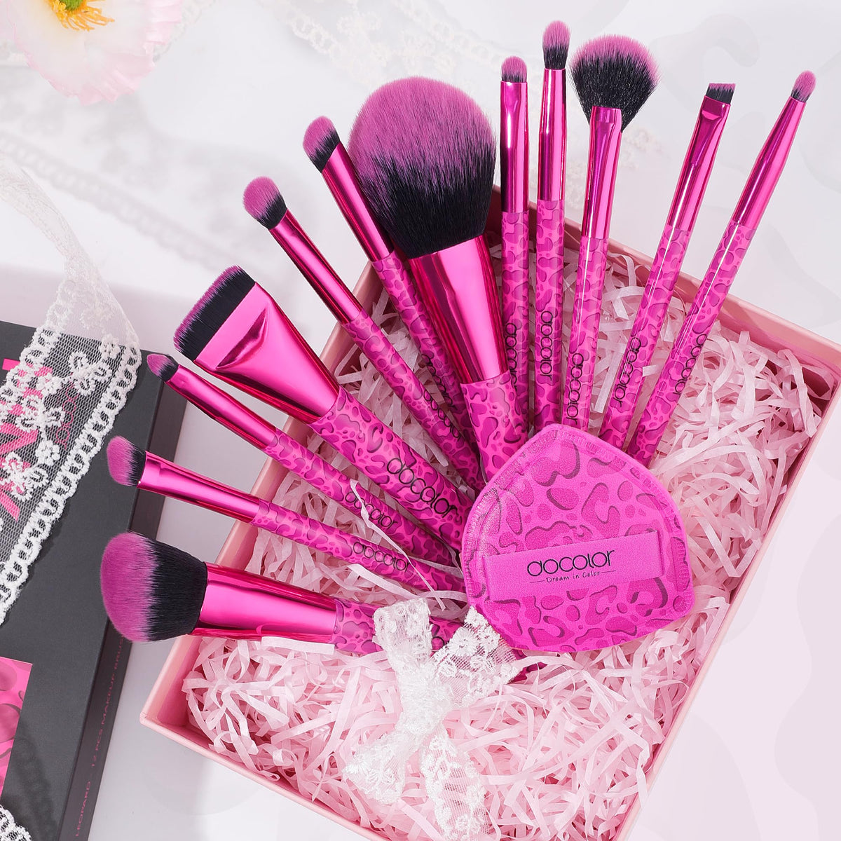 docolor Pink Lady brushes in use show even color blending.