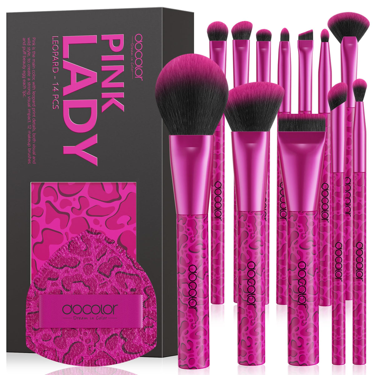 docolor Pink Lady brush set packaging offers premium, gift-ready presentation.