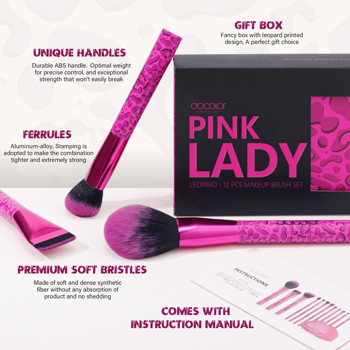 docolor precision brushes enable precise shading and defined liner.