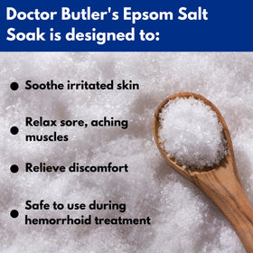 Doctor Butler’s Epsom Salt Soak sitz bath setup promotes gentle cleansing and relaxation