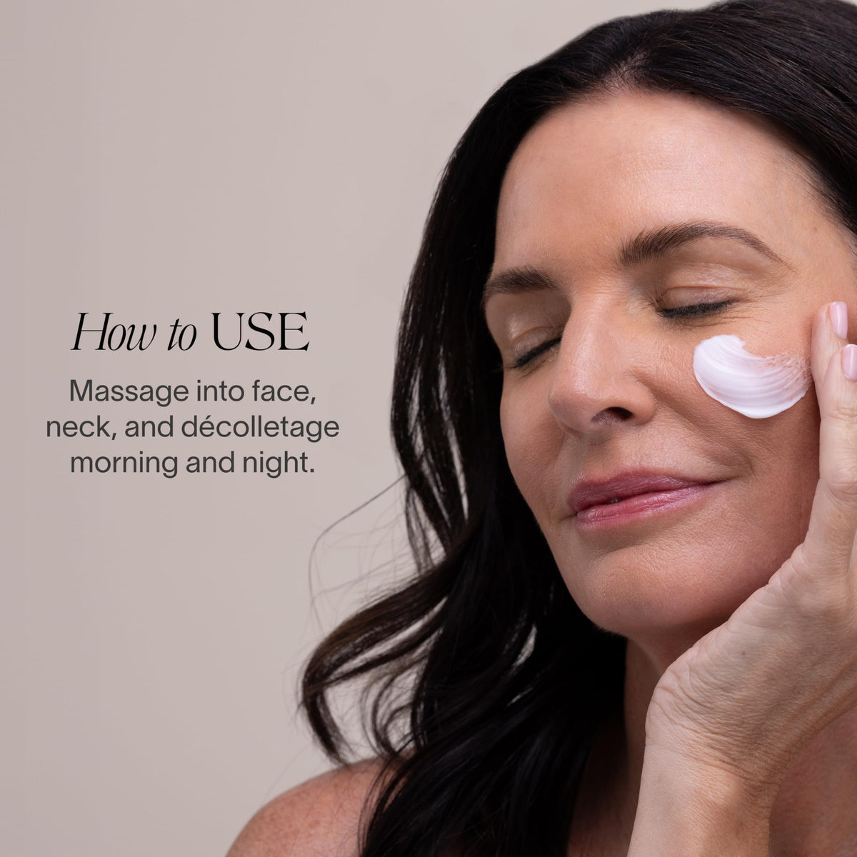 Hand massaging Doctor Rogers Face Cream into skin for quick absorption