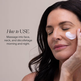 Hand massaging Doctor Rogers Face Cream into skin for quick absorption