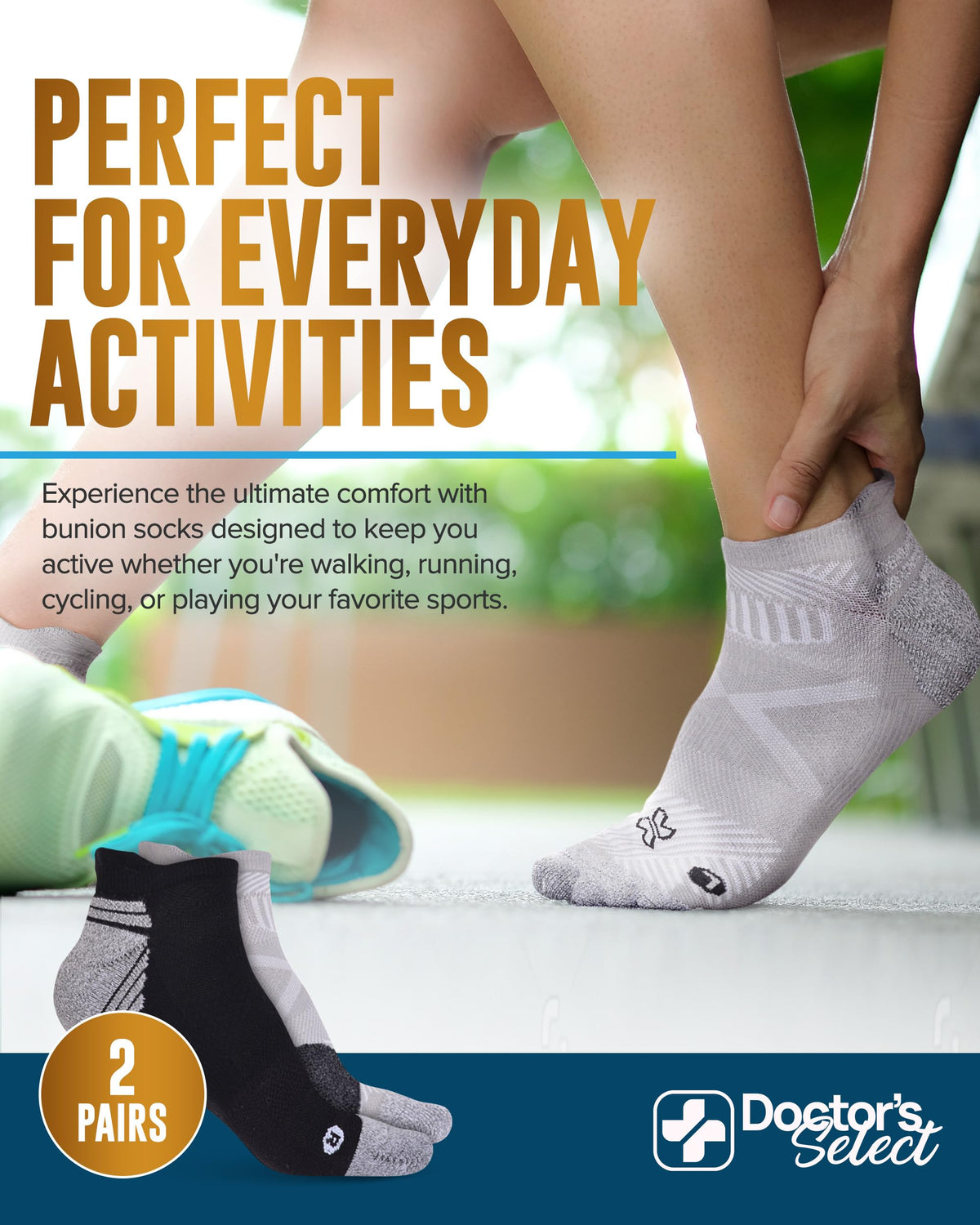 Doctor's Select bunion socks packaged set ready for daily wear.