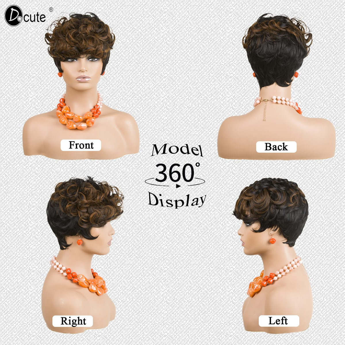 DOcute Pixie Cut Wig back view reveals tapered back and versatile silhouette.