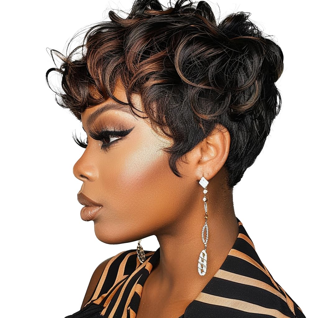 DOcute Pixie Cut Wig front view highlights effortless styling and ombre texture.