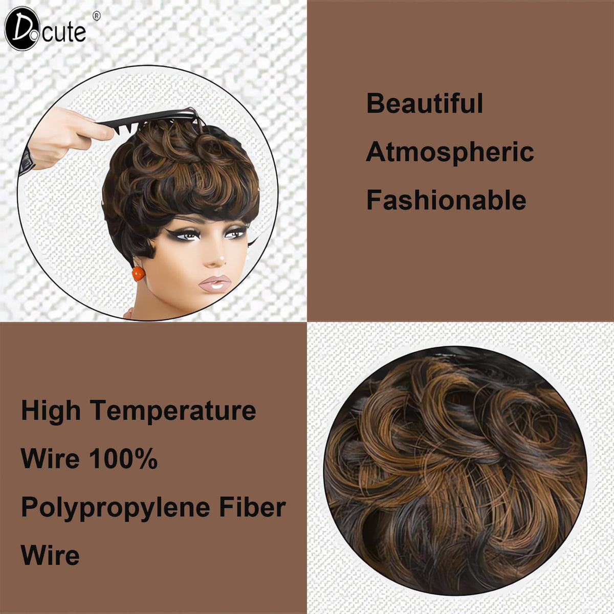DOcute Pixie Cut Wig glueless cap offers secure, comfortable wear.