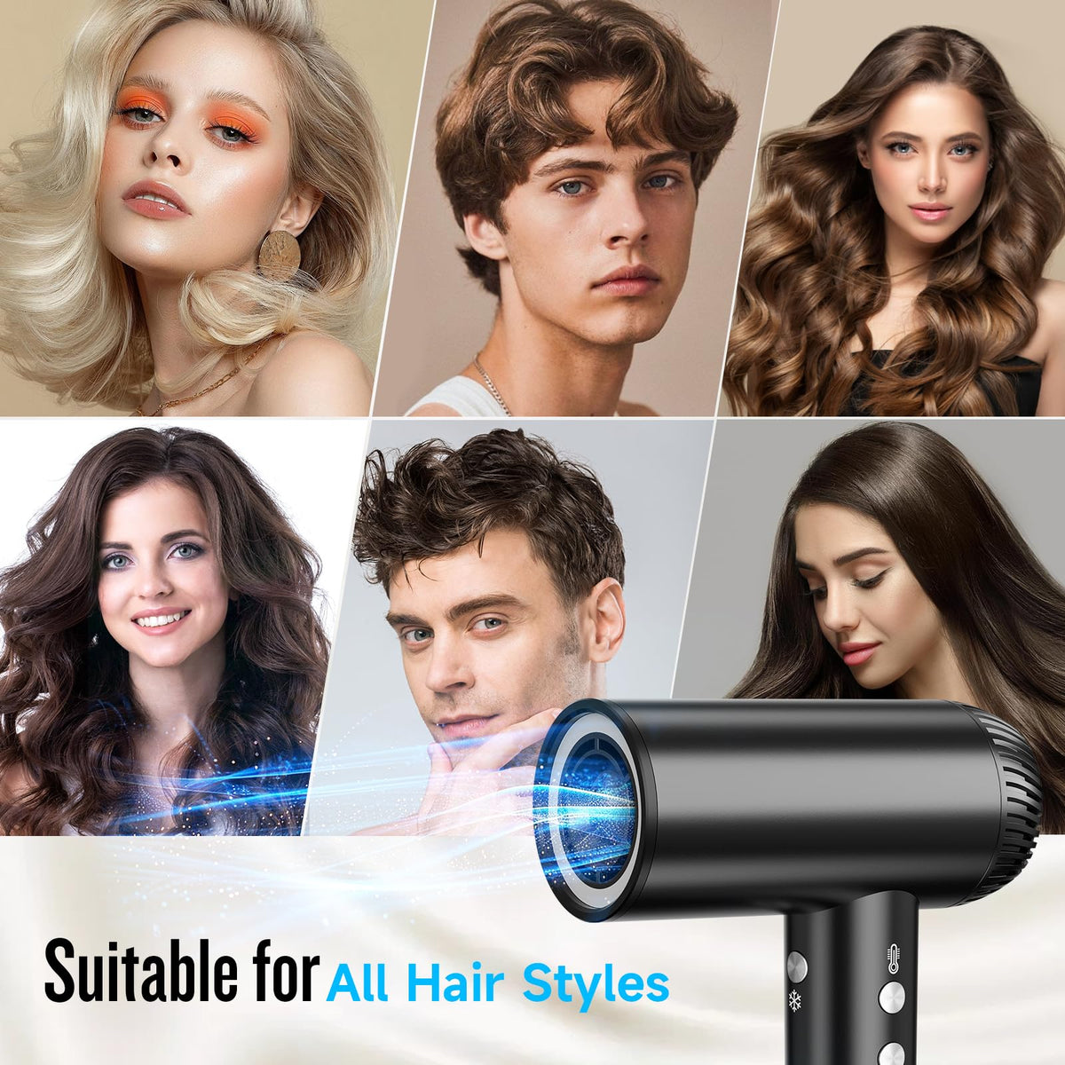 DOFOU travel-friendly, low-noise dryer suited for home and trips