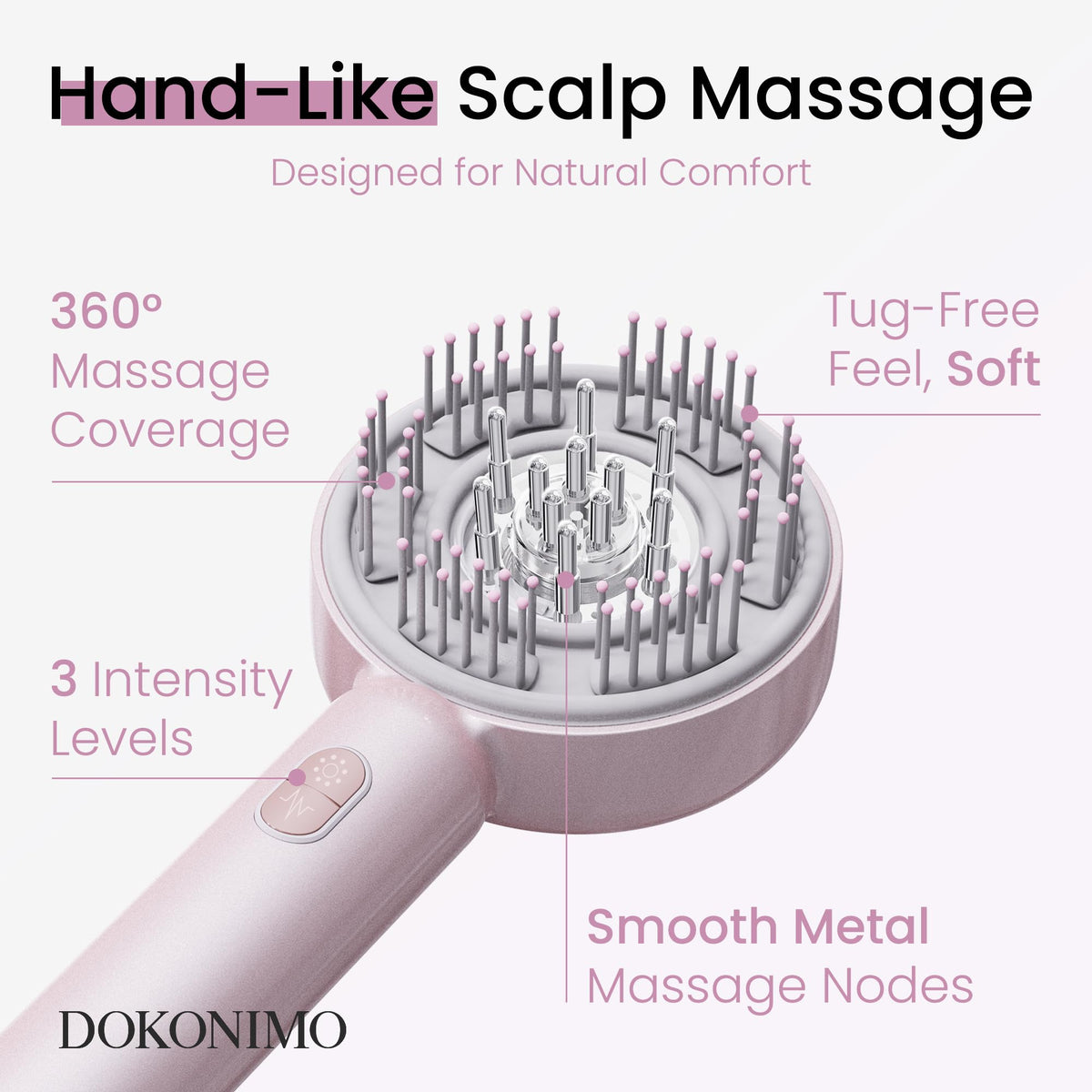 DOKONIMO 360° rollers glide smoothly across the scalp.