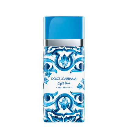 Dolce&Gabbana Light Blue Capri In Love bottle front view for everyday elegance.