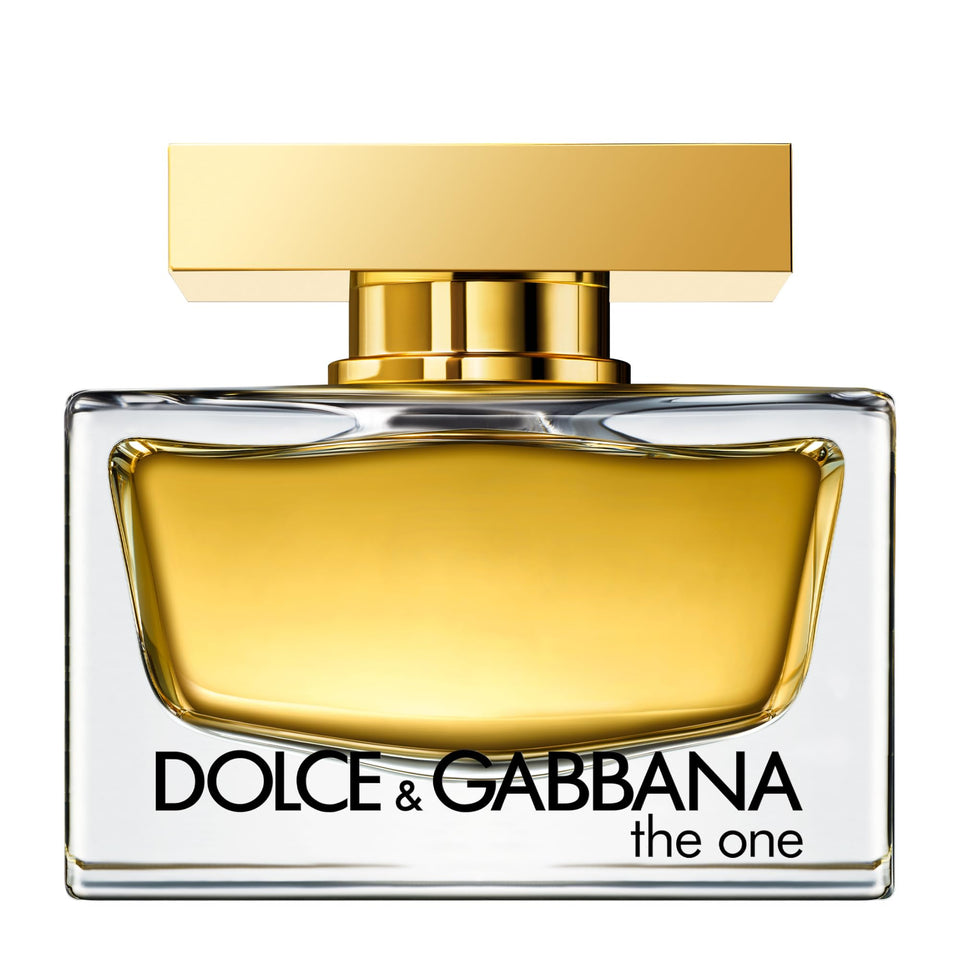 Dolce&Gabbana The One bottle with a golden hue for sophisticated evenings.