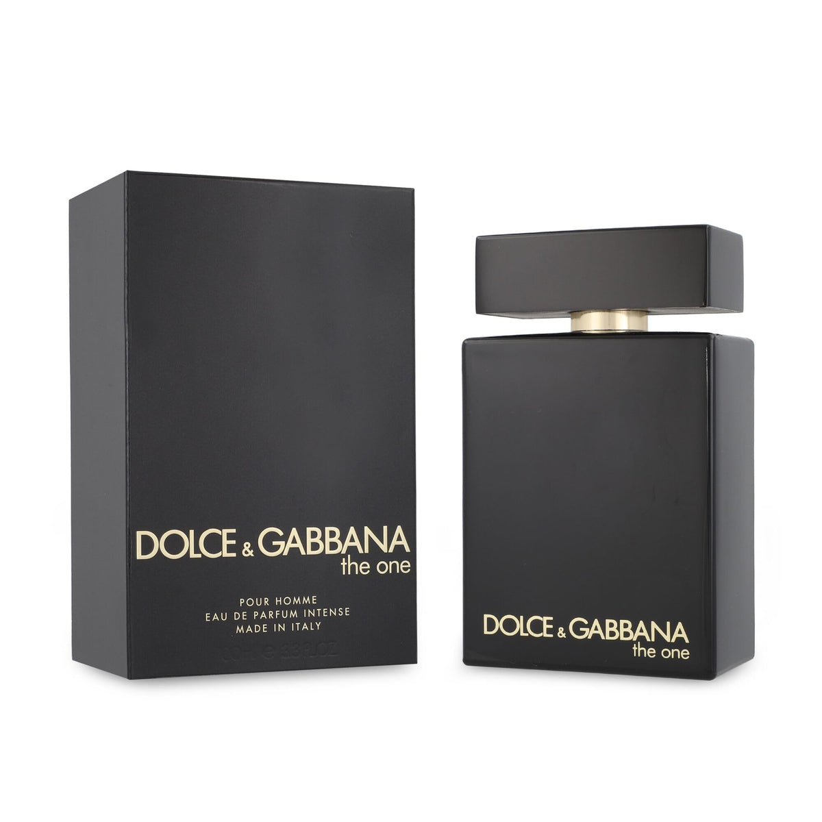 Close-up of The One Intense bottle highlighting premium design and masculine appeal.