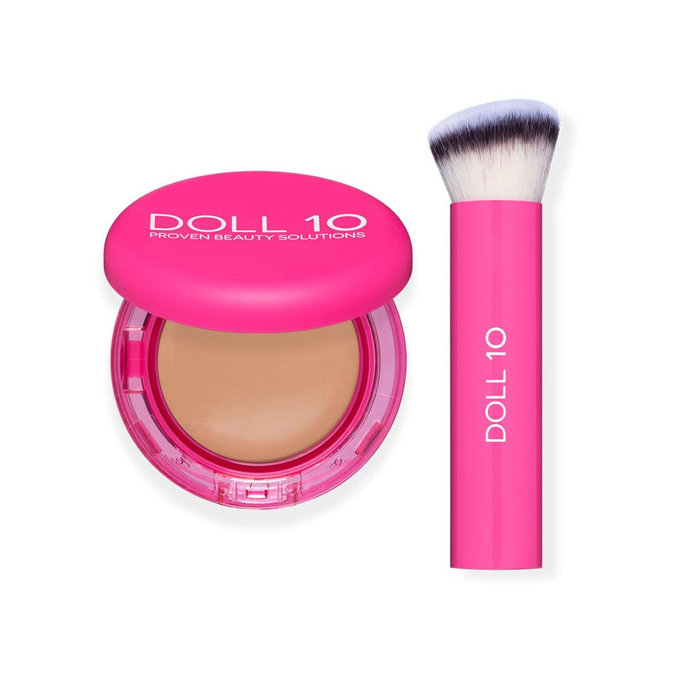 Doll 10 NO Peptide Bounce Balm Foundation packaging with glow-boosting formula.