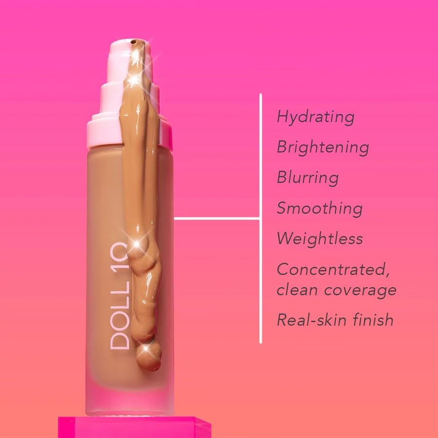 DOLL 10 NO. T.C.E. airbrush brush application blends for natural, buildable coverage.