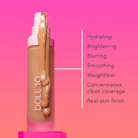 DOLL 10 NO. T.C.E. airbrush brush application blends for natural, buildable coverage.