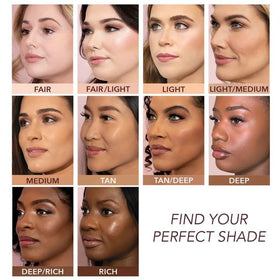 Buildable swatch on mature skin demonstrates versatile coverage