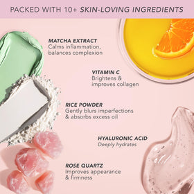 Rose quartz and vitamin blend in Doll 10 powder promoting hydration and radiance