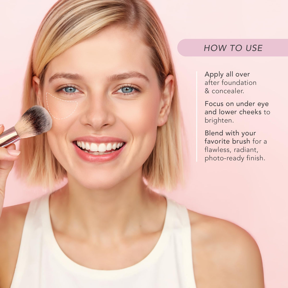 Doll 10 Pink Power Pressed Powder packaging highlights talc-free clean beauty