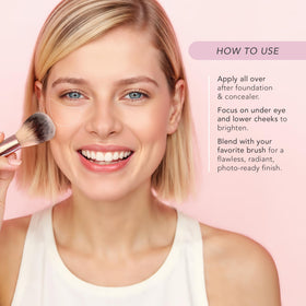 Doll 10 Pink Power Pressed Powder packaging highlights talc-free clean beauty