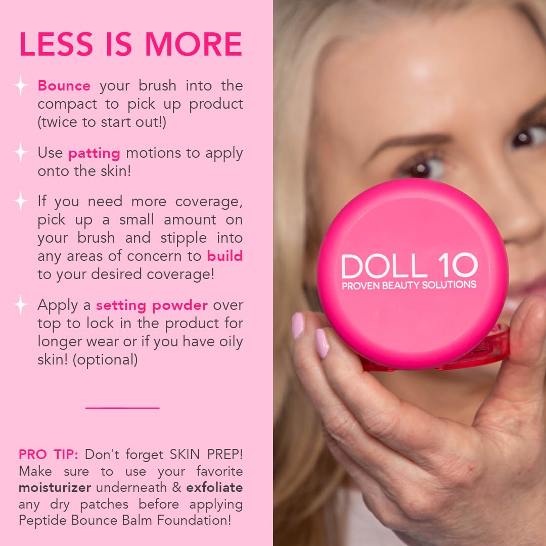 Close-up of Doll 10 NO foundation texture highlighting blur and smoothness