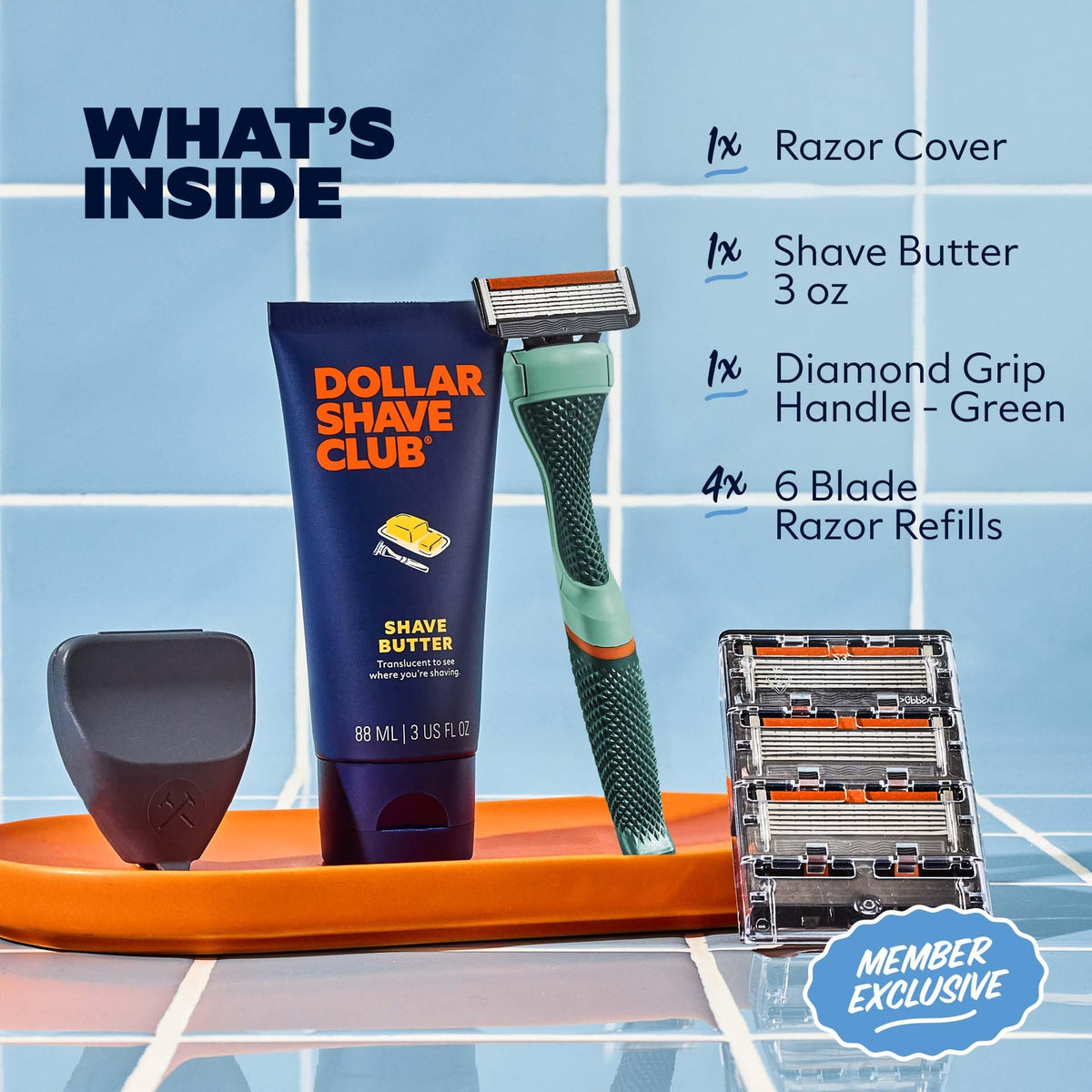 Dollar Shave Club six-blade refills ready for a close shave.